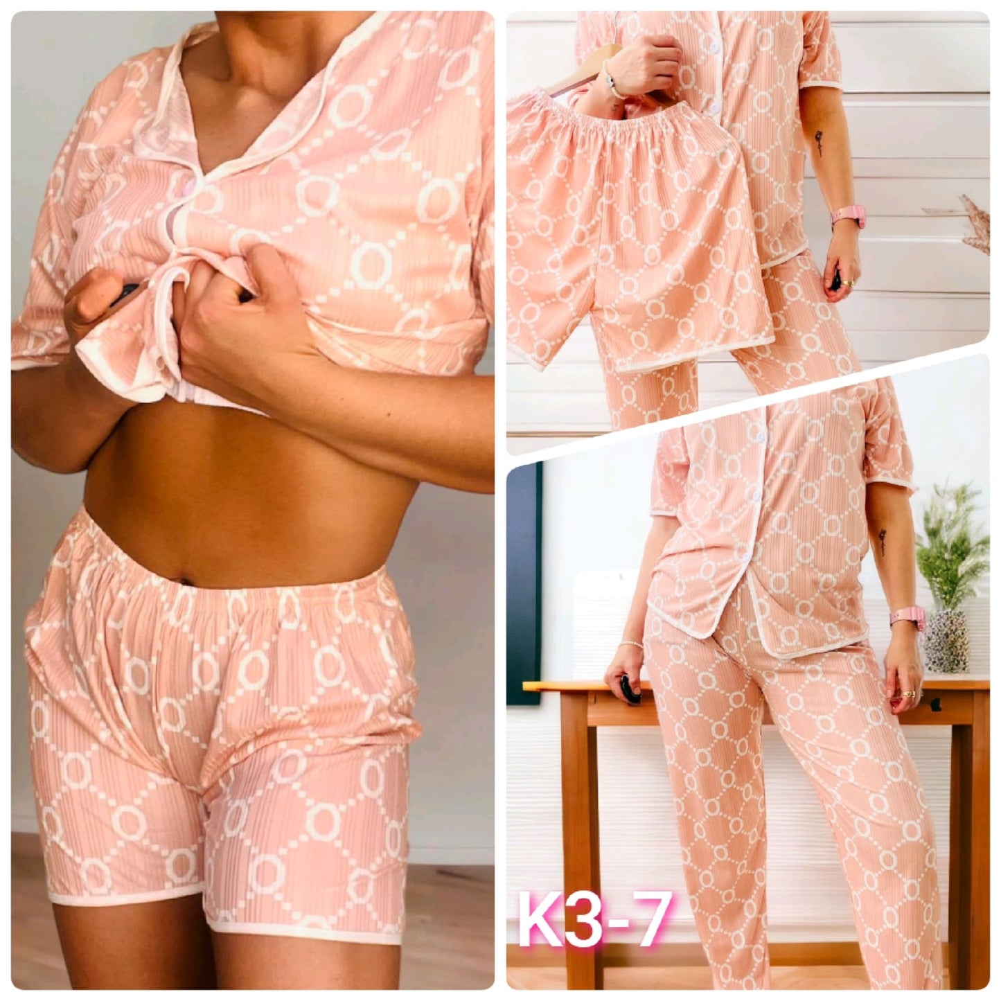 pijamas 3 pzas con botones