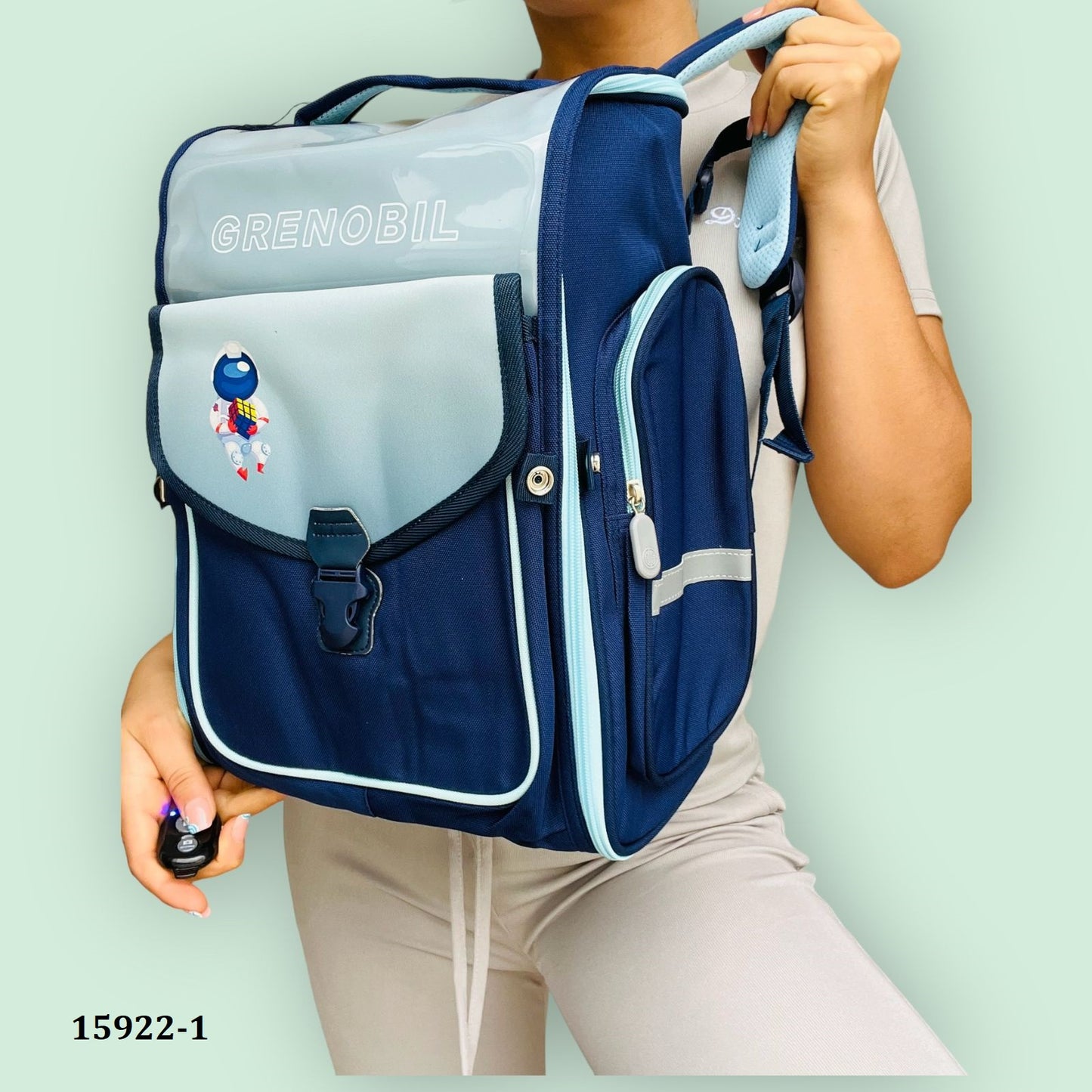 Mochila celeste