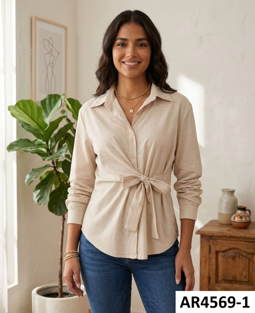 BLUSA UNICOLOR CON BRILLO AR4569