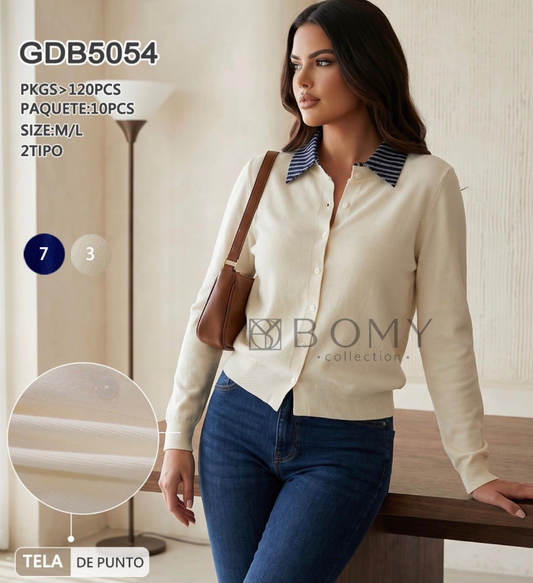 CARDIGAN CAMISERO CREMA GDB5054