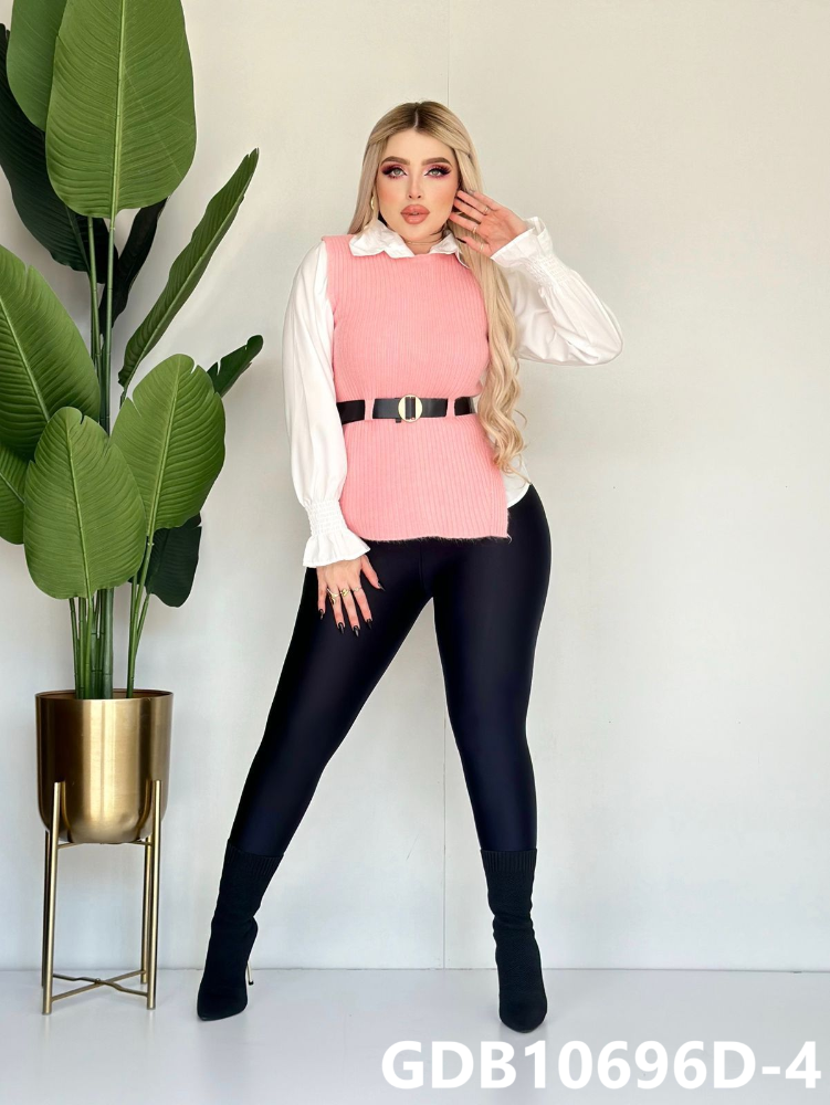 BLUSA CHALECO Y CINTO GDB10696D
