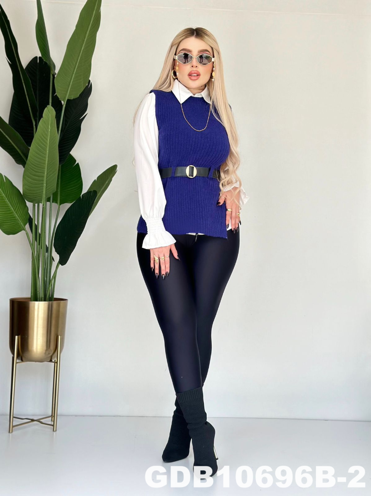 BLUSA CHALECO CINTO GDB10696B