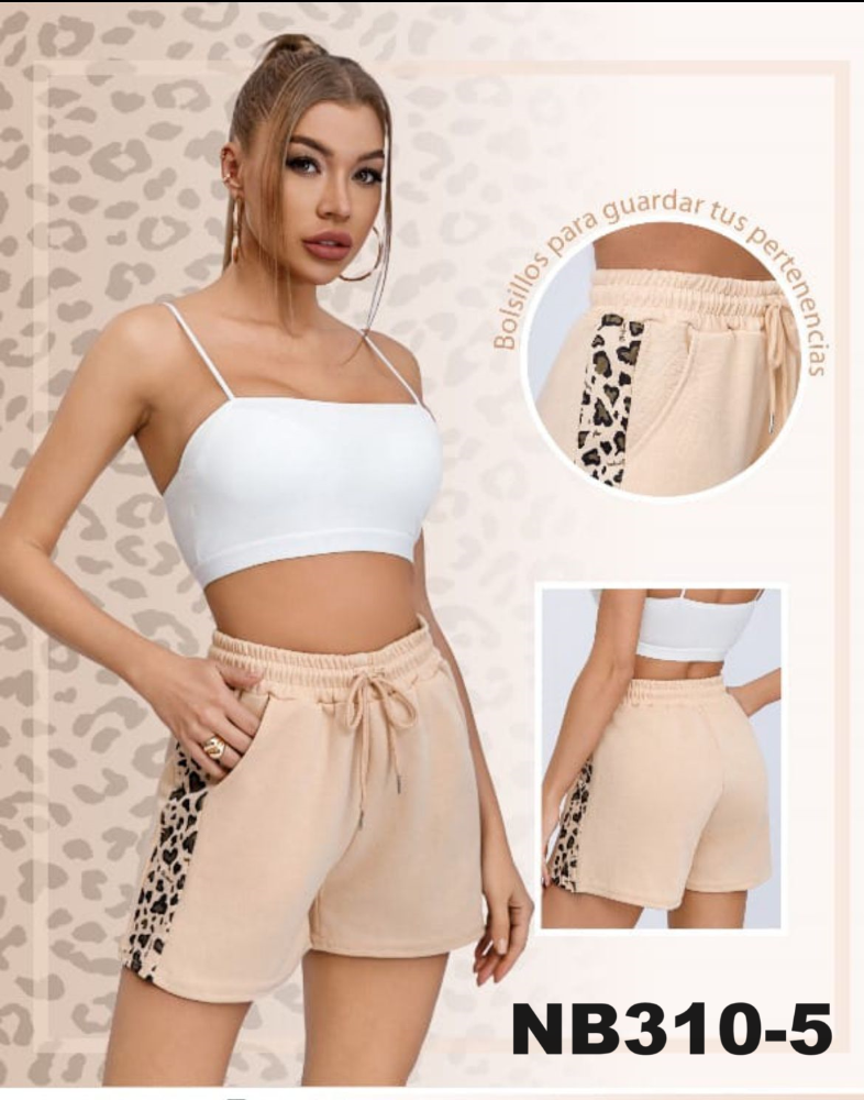 Short Bolsas Leopardo a los Lados NB310