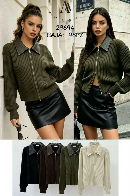 ABRIGO CUERO 29694