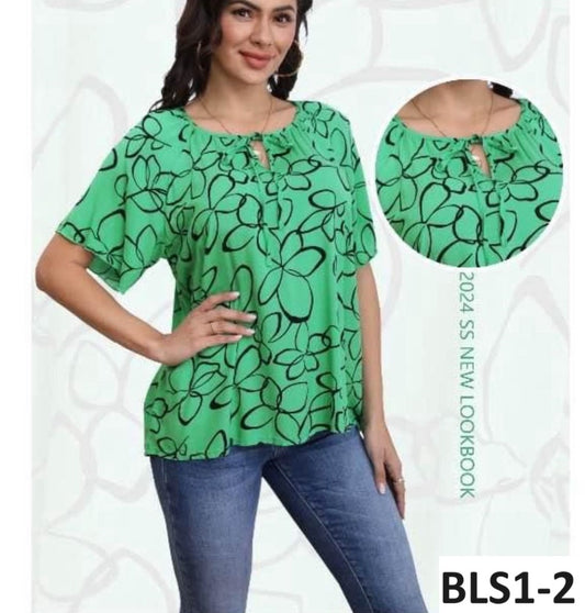Blusas 99 BLS1 Flores Avertura Cuello