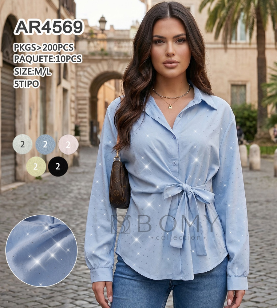 BLUSA UNICOLOR CON BRILLO AR4569