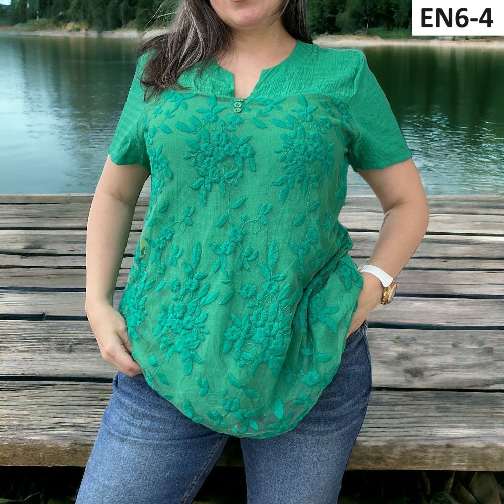 Blusa Temporada transparante Flores EN6