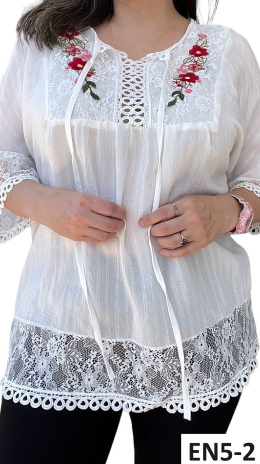 Blusa Temporada Hombros Flores EN5