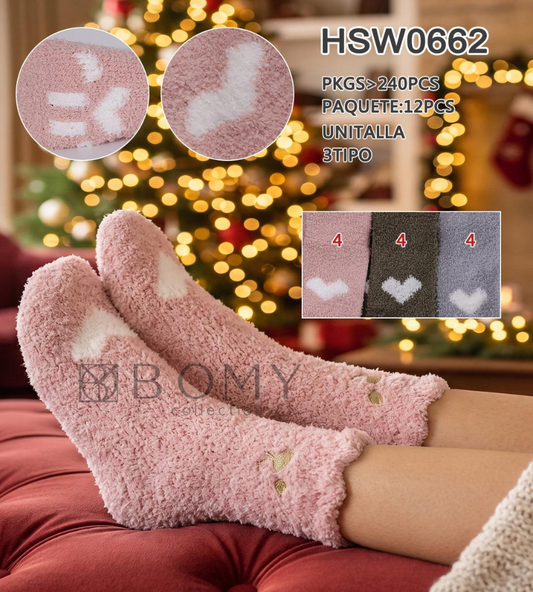 CALCETAS PELUCHE CORAZON HSW0662