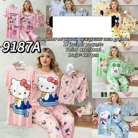 PIJAMA CURVE 4 PIEZAS 9187A