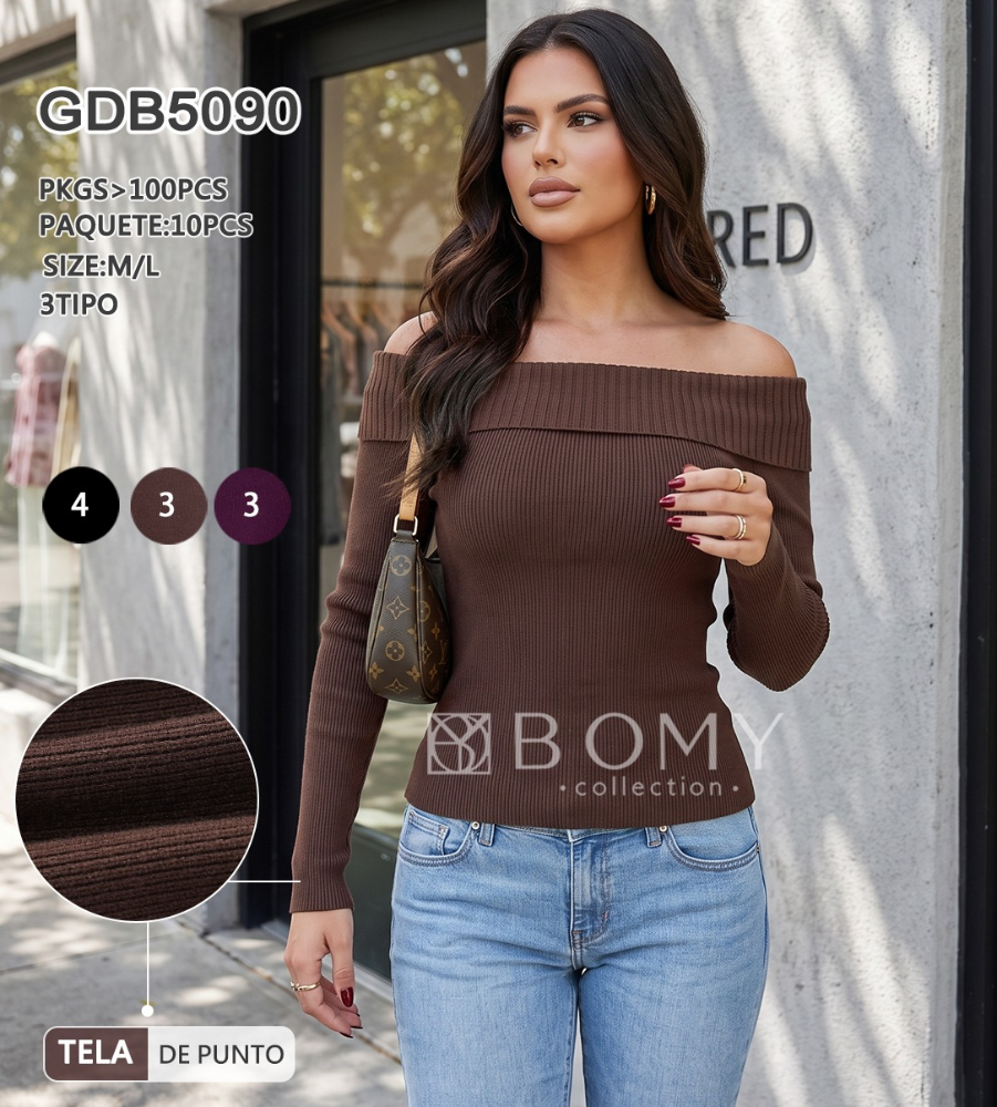 SUETER HOMBRERA DRAPEADA GDB5090
