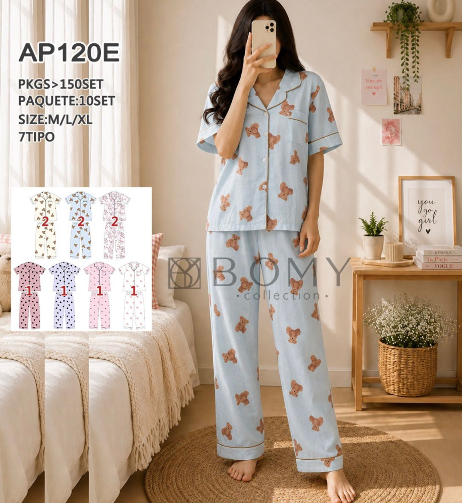 PIJAMA CAMISERA OSITOS AP120E
