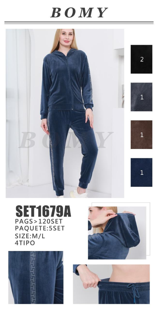 CONJUNTO NUEVO TERCIOPELO BRILLOS SET1679A
