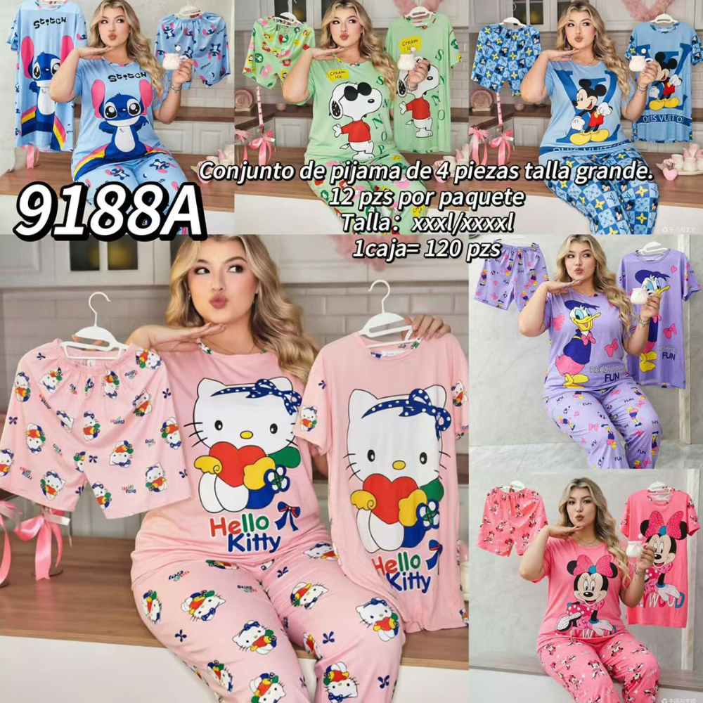 PIJAMA VIRAL 4 PIEZAS 9188A