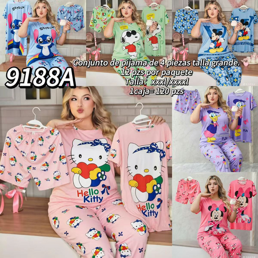 PIJAMA VIRAL 4 PIEZAS 9188A